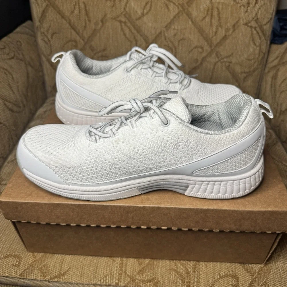 OrthoFeet Stretch Knit Sneaker‎ Women's 11.5 Wide Tennis Shoe 988 AB Coral White
